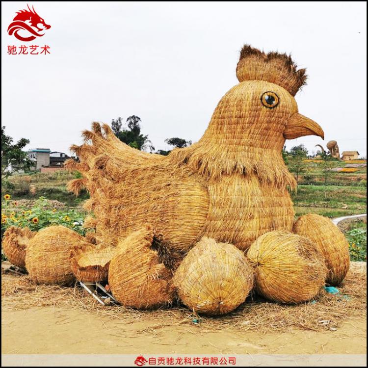 四川农民丰收节设计稻草人雕塑定做农耕文化草雕艺术装置粮仓定做公司
