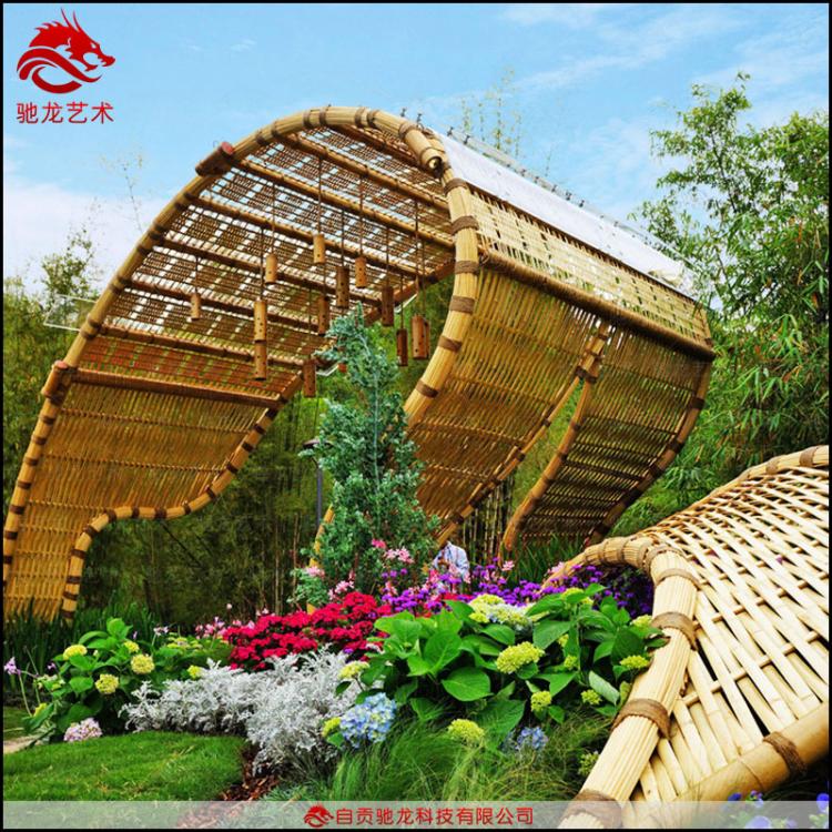 大型竹编装置定制室外防腐竹篾异形美陈定做竹艺文化景观建筑设施