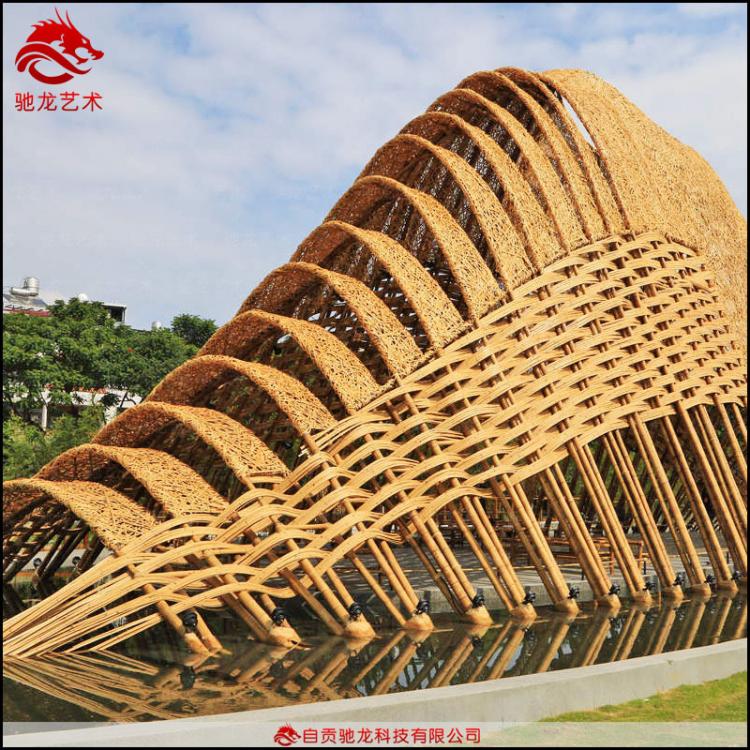 大型竹编造型定制室外防腐竹艺雕塑藤艺竹篾异形装置定做公园景观公司