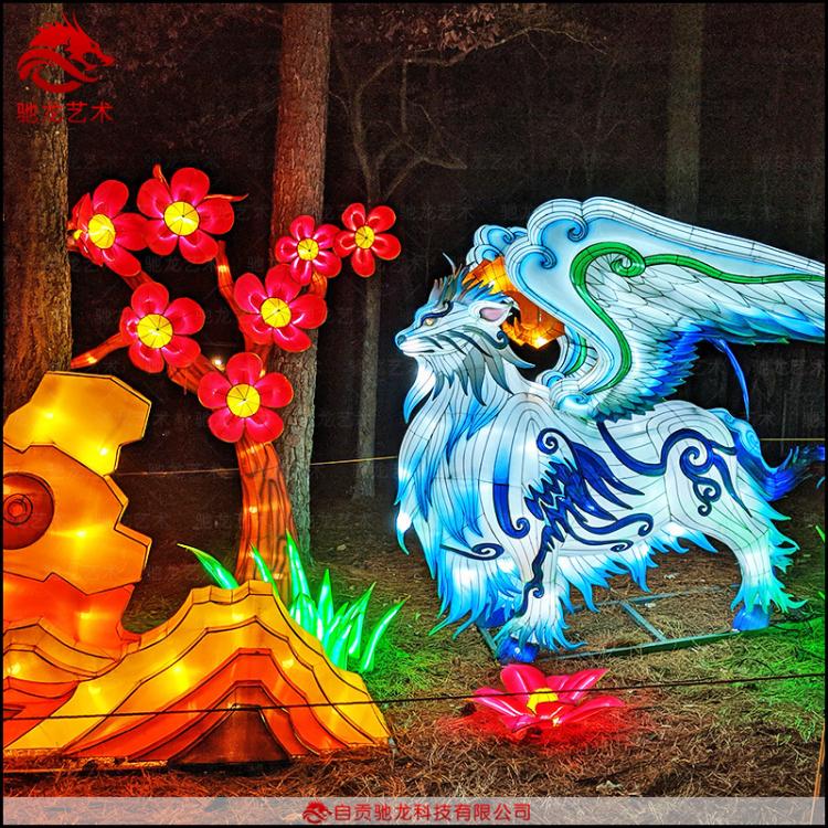 九尾狐神兽造型工艺花灯自贡传统民间手工灯笼定做春节国庆节灯展厂家