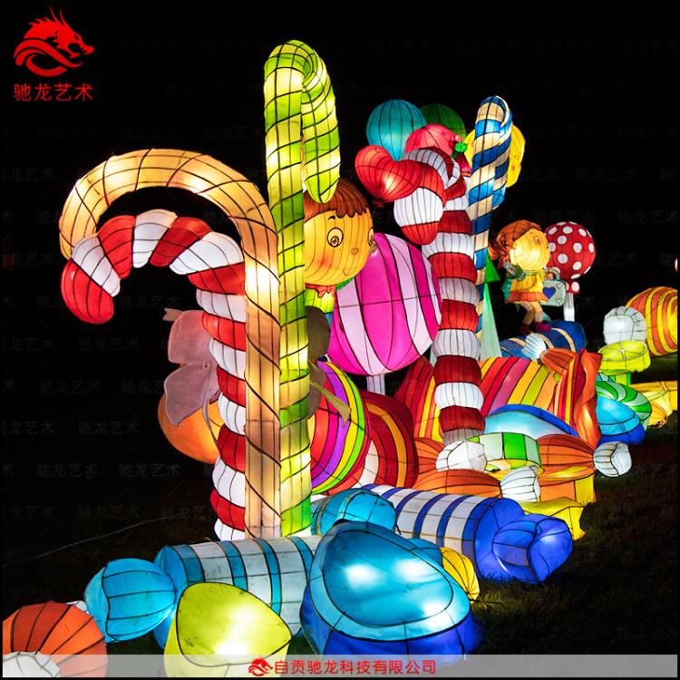 儿童乐园卡通棒棒糖彩灯灯笼蘑菇造型花灯防水灯光秀自贡灯会公司