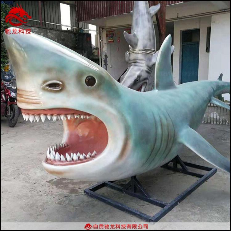 海鲜店鲨鱼雕塑大型树脂鲨鱼装饰模型摆件商场玻璃钢鲨鱼美陈