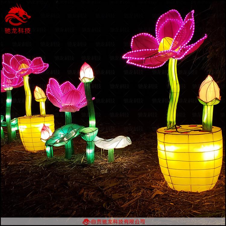 花灯造型摆件草坪树丛夜景装饰灯笼定做大型布艺发光装置彩灯厂