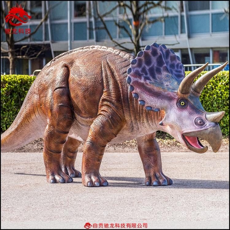 仿真三角龙模型仿生硅胶恐龙侏罗纪公园模型机械仿真动态恐龙公司
