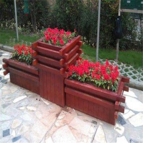 防腐木花箱设计定做   户外园林景观   落地式简约可移动花盆