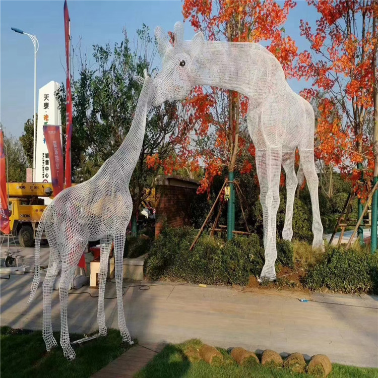 镂空不锈钢雕塑 可定制文字动物形体雕像 公园草坪景观
