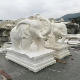汉白玉动物造型雕刻   石狮子石象    提供免费设计上门安装服务
