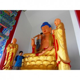 大型三宝佛树脂寺庙佛像贴金释迦牟尼佛药师佛阿弥陀佛