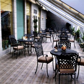 酒店咖啡厅铁艺桌椅 别墅室外桌椅定制 河边公园休闲茶艺桌椅