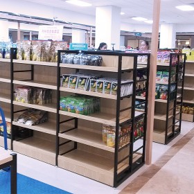 成都超市货架厂家便利店中岛架商场精品展示架子钢木货架批发