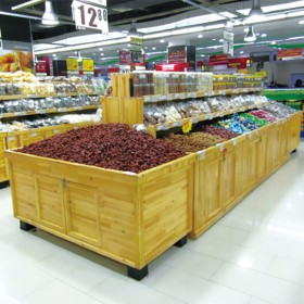 超市全木散装货架木制展示堆头商超干货货架多用途蔬果架支持定制