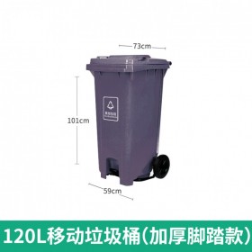四川昆明厂家批发恒丰移动垃圾桶可回收垃圾桶社区环卫酒店用加厚120型 540×490×800mm 100L