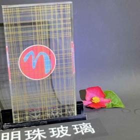 厂家供应素雅工艺夹丝玻璃 极简轻奢夹绢玻璃屏风广州