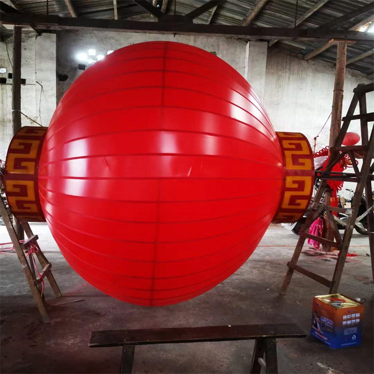 塑料红绸植绒花色灯笼 四川节日氛围定制灯笼厂家 红月亮