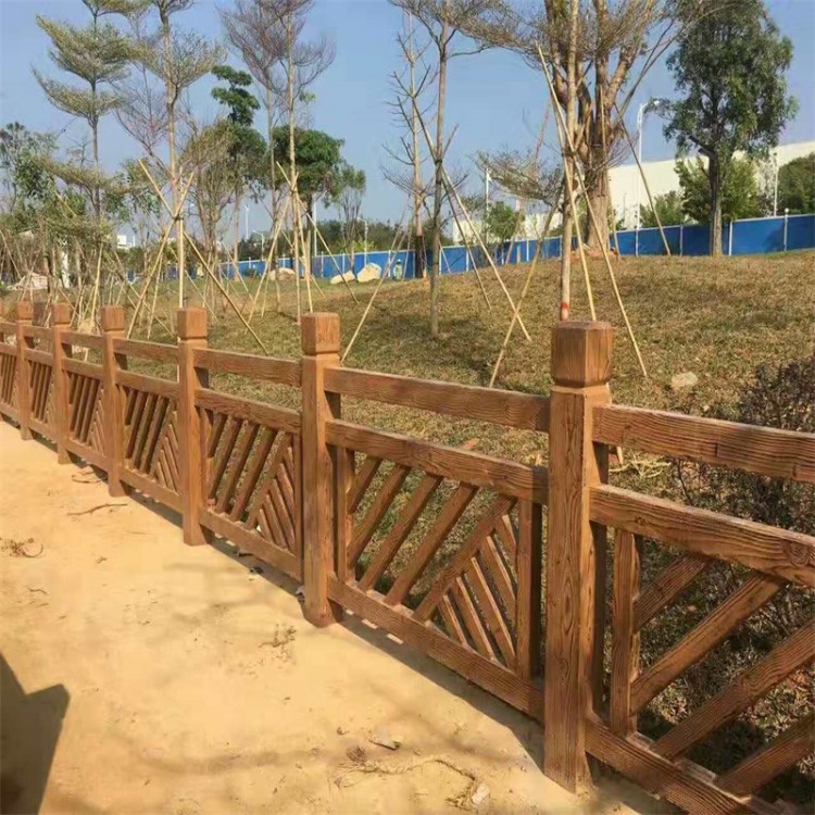 外景观仿木围栏 河道装饰水泥护栏 仿石仿木仿竹仿树皮样式
