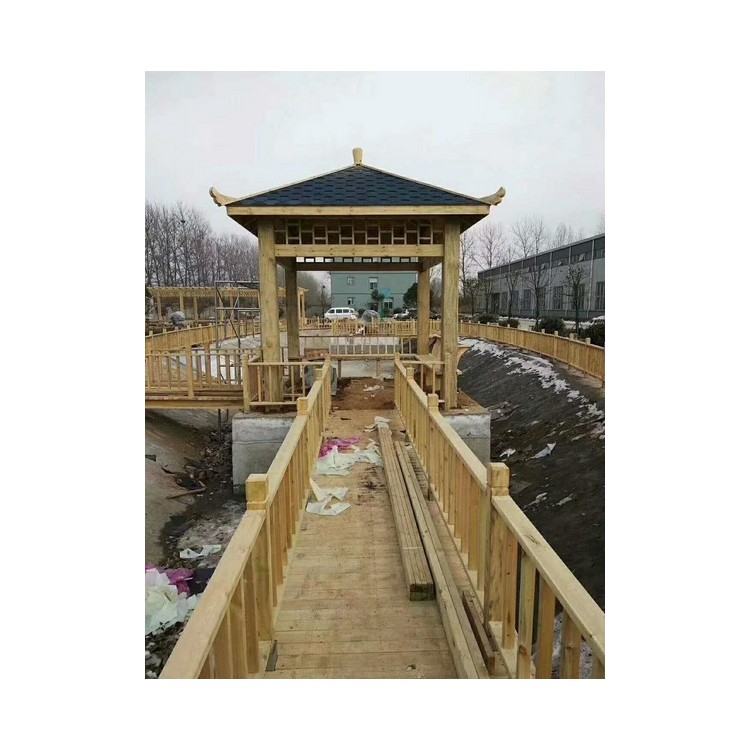 承接公园休息廊亭 户外防腐木长廊 景观木廊道 新农村廊桥