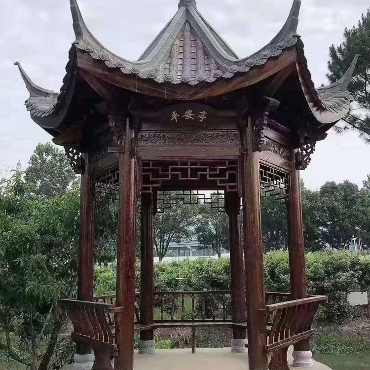 厂家直供防腐木亭子 古建六角凉亭 园林景观工程木亭定制