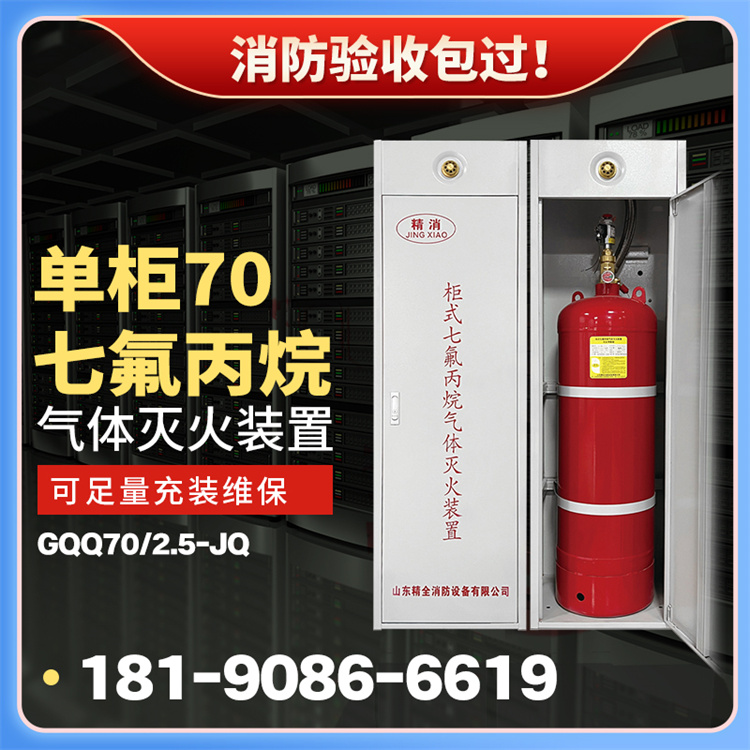 单柜式七氟丙烷 气体灭火系统单瓶 消防灭火器 环保良好