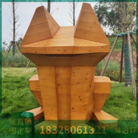 凌启轩 青蛙造型景观木制品 古朴自然 造型可来图定制 提供设计服务