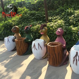 创意卡通玻璃钢恐龙青蛙动物垃圾桶 用于学校景区游乐场
