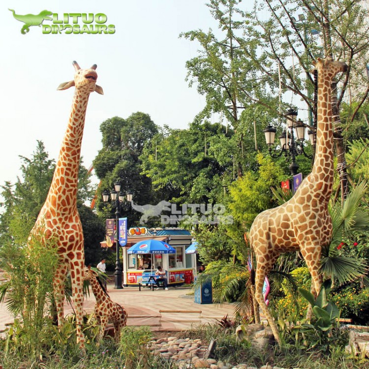 博物馆仿真电动动物厂家 长颈鹿动物模型展览-力拓景观