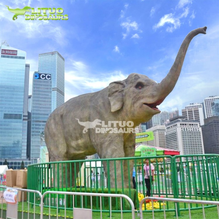 仿真大象定制厂家 商场广场游乐场大型摆件 玻璃钢动物雕塑