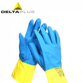 代尔塔 天然双色乳胶浸胶手套 201330 耐酸碱手套