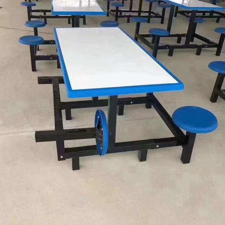 不锈钢餐桌员工食堂餐桌椅4人6人8人学校学生餐厅玻璃钢快餐桌