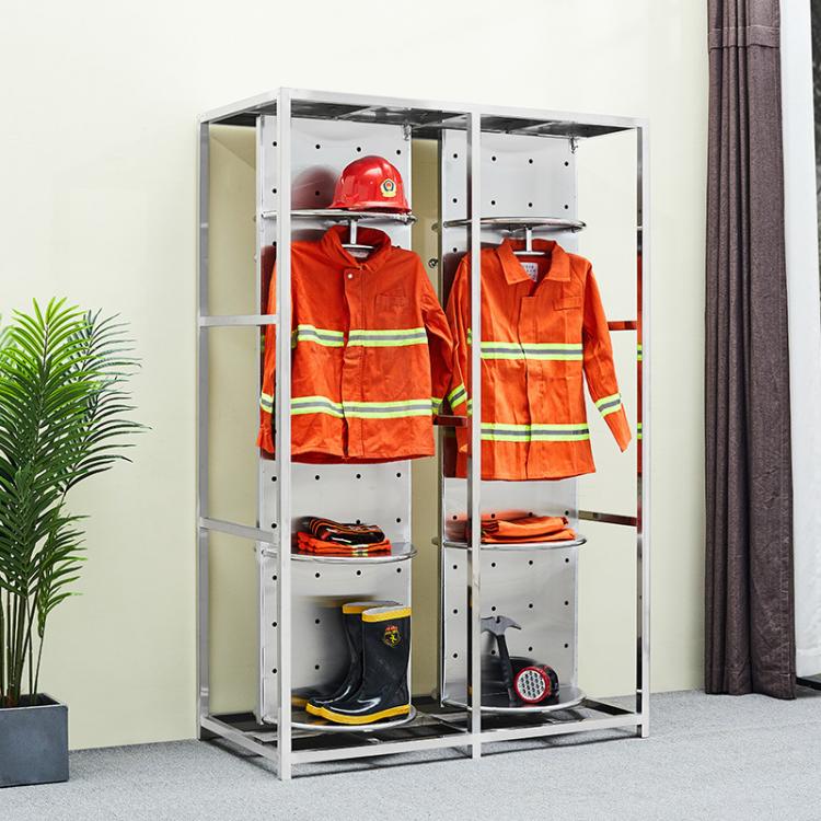 厂家不锈钢消防衣架 救援服衣帽架360度可旋转防化服 消防服衣架