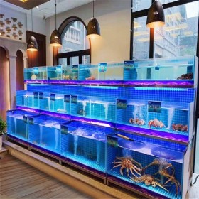 制冷海鲜鱼缸 海鲜鱼池制冷设备 酒店海鲜制冷缸 饭店鱼池 超市养鱼鱼缸定制