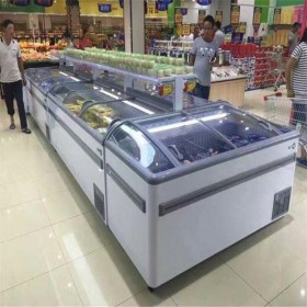 超市卧式速冻冰柜 冷鲜肉展示柜 商铺普通岛柜