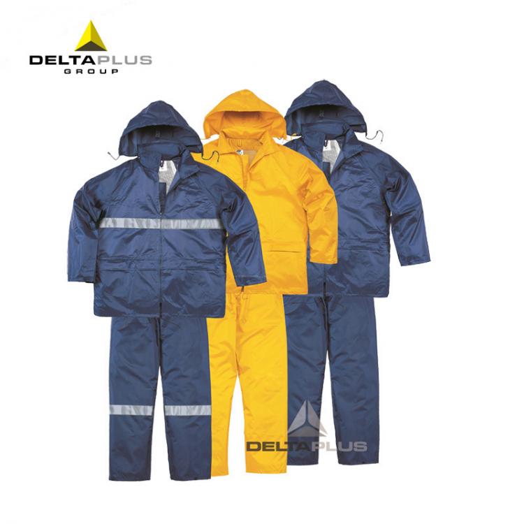 deltaplus/代尔塔407003/EN400RE带反光条分体涤纶雨衣雨裤套装连帽加厚 EN400