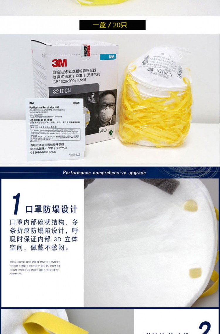 3m8210cn防颗粒物防汽车尾气雾霾工业粉尘头戴式面罩杯状口罩