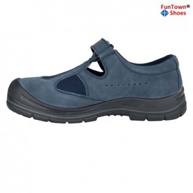funtownshoes/范特仕 6207 优质灰色反绒牛皮 蓝色三明治 防砸防滑防静电安全鞋