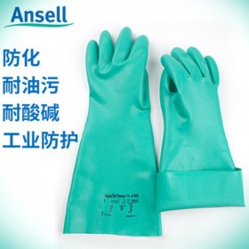 ansell/安思尔  37-165绿色丁腈橡胶防化手套 采矿业耐磨损劳保手套