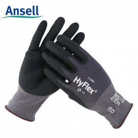 ansell/安思尔11-840 黑色发泡丁腈涂层 手套耐磨款手套涂胶耐油手套 电力机械汽车加工等行业适用