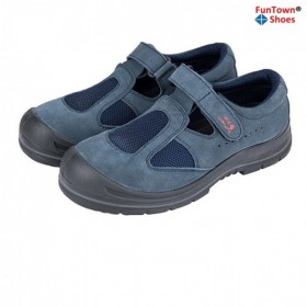 funtownshoes/范特仕6207 优质灰色反绒牛皮 蓝色三明治 防砸防滑防静电安全鞋