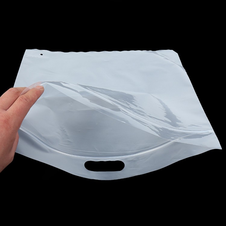 定制LOGO透明PE塑料磨砂自封 服装拉链包装袋收纳手提袋