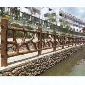供应河道栏杆 园林景区水泥仿木护栏 河边仿木栏杆 防腐蚀性强 可定制