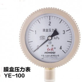 现货供应红旗膜盒压力表YE-100 4Kpa液压气压油压水压微压压力表