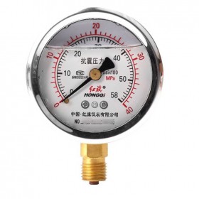 红旗耐震压力表YTN-602.5级精度充油款压力表