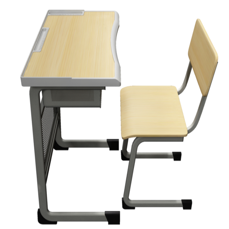 单人双柱背椅款课桌 双柱学生课桌 ABS课桌椅学生单人