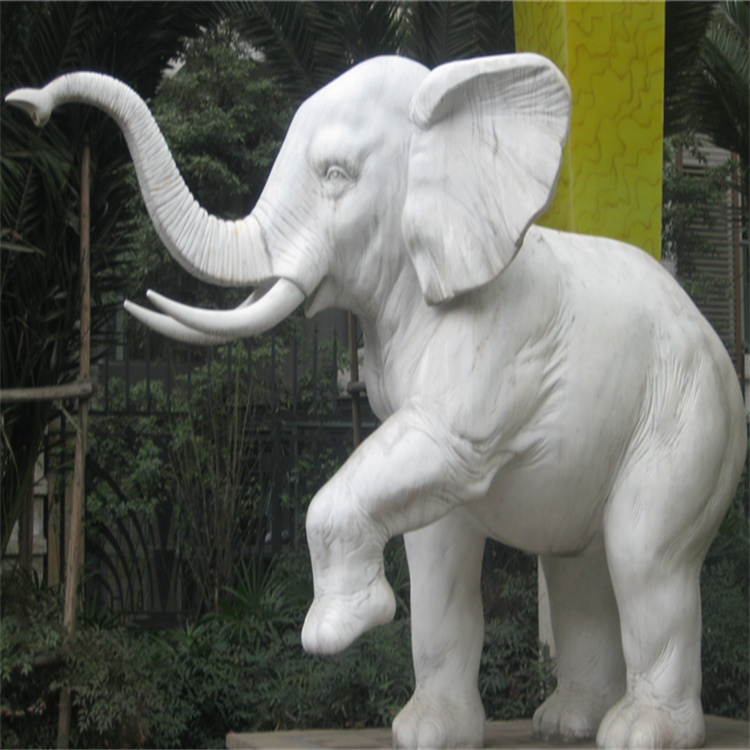 汉白玉石雕大象石狮加工 大型汉白玉石雕人物动物定制
