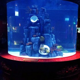 别墅大鱼缸设计定制 海水落地圆柱水族箱 异形亚克力大鱼缸定做