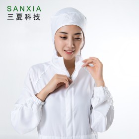 SANXIA/三夏科技包邮定制食品厂生产加工车间工作服连体套装白色连帽男女通用工服