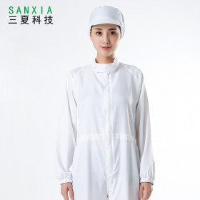 SANXIA/三夏定制白色食品厂作业工作服套装 加工车间工服连体服男女通用