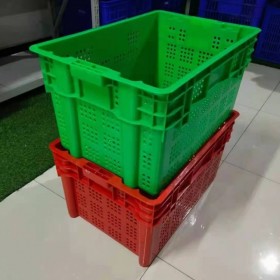 塑料筐可堆叠筐蓝白色蔬菜水果筐运输生鲜配送错位筐600*400*315