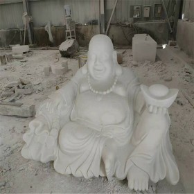 汉白玉弥勒佛雕像定制 五山石业定制中号弥勒佛雕像