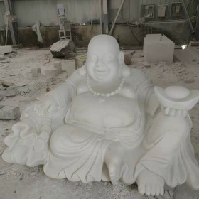 四川厂家定制工汉白玉人物弥勒佛像石雕