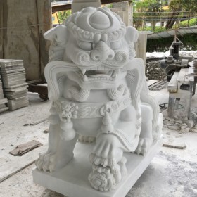 汉白玉厂家定制 汉白玉石雕狮子大象 工艺品动物雕塑 石雕动物摆件 狮子雕塑